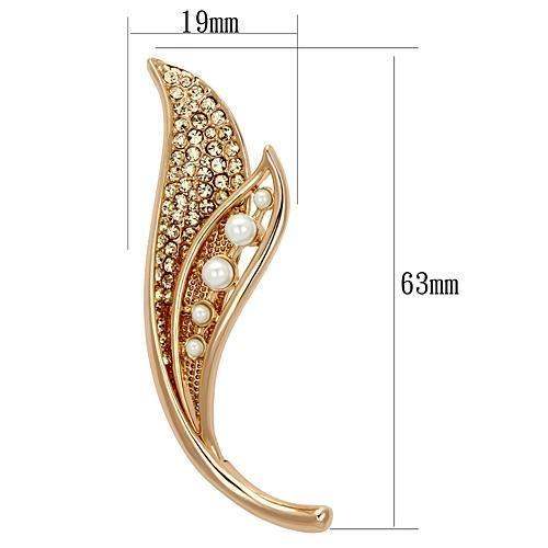 LO2877 - Flash Rose Gold White Metal Brooches with Synthetic Pearl in White - Alamode - Flyclothing LLC