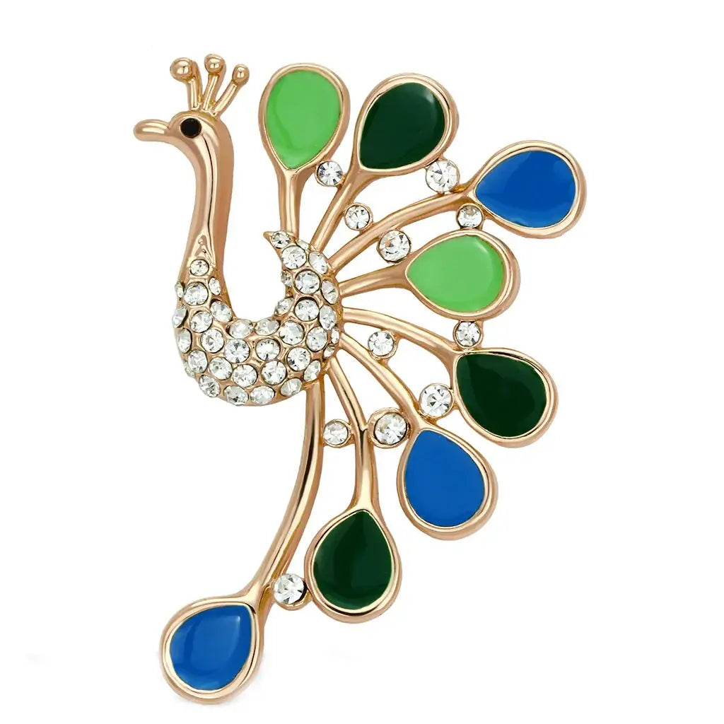 LO2881 - Flash Rose Gold White Metal Brooches with Top Grade Crystal in Clear - Alamode - Flyclothing LLC