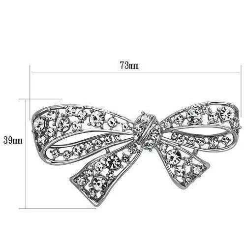 LO2882 - Imitation Rhodium White Metal Brooches with Top Grade Crystal in Clear - Alamode - Flyclothing LLC
