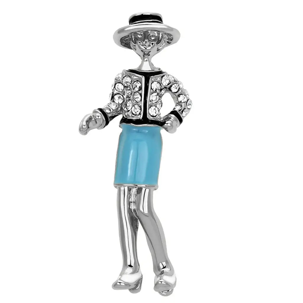 LO2884 - Imitation Rhodium White Metal Brooches with Top Grade Crystal in Clear - Alamode - Flyclothing LLC