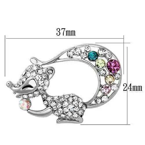 LO2888 - Imitation Rhodium White Metal Brooches with Top Grade Crystal in Multi Color - Alamode - Flyclothing LLC