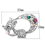 LO2888 - Imitation Rhodium White Metal Brooches with Top Grade Crystal  in Multi Color - Alamode
