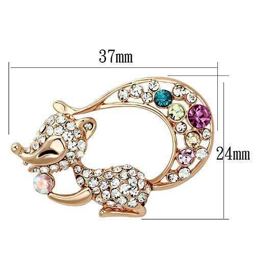 LO2889 - Flash Rose Gold White Metal Brooches with Top Grade Crystal in Multi Color - Alamode - Flyclothing LLC