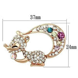 LO2889 - Flash Rose Gold White Metal Brooches with Top Grade Crystal  in Multi Color - Alamode