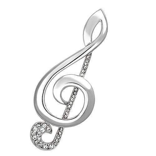 LO2892 - Imitation Rhodium White Metal Brooches with Top Grade Crystal in Clear - Alamode - Flyclothing LLC