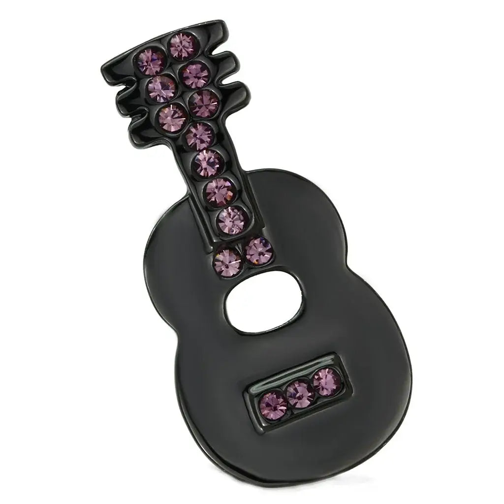 LO2895 - Ruthenium White Metal Brooches with Top Grade Crystal in Light Amethyst - Alamode - Flyclothing LLC