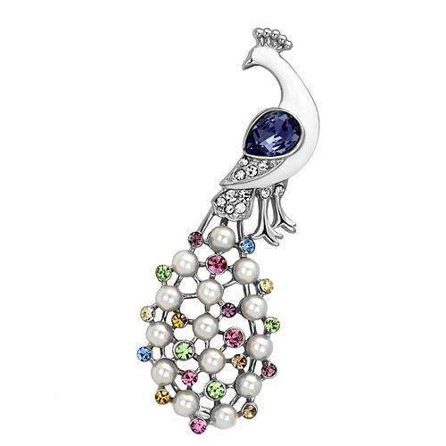 LO2896 - Imitation Rhodium White Metal Brooches with Top Grade Crystal in Multi Color - Alamode - Flyclothing LLC