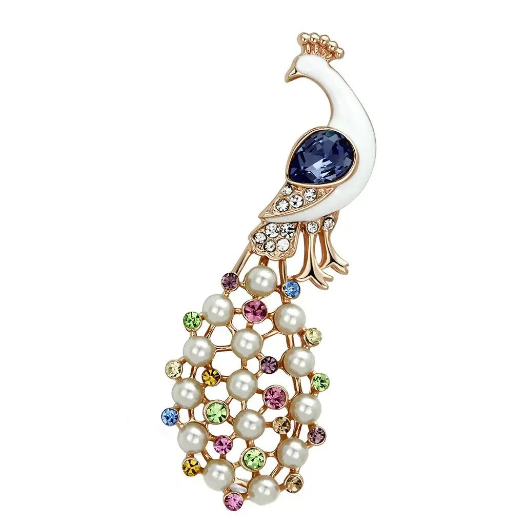 LO2897 - Flash Rose Gold White Metal Brooches with Top Grade Crystal in Multi Color - Alamode - Flyclothing LLC