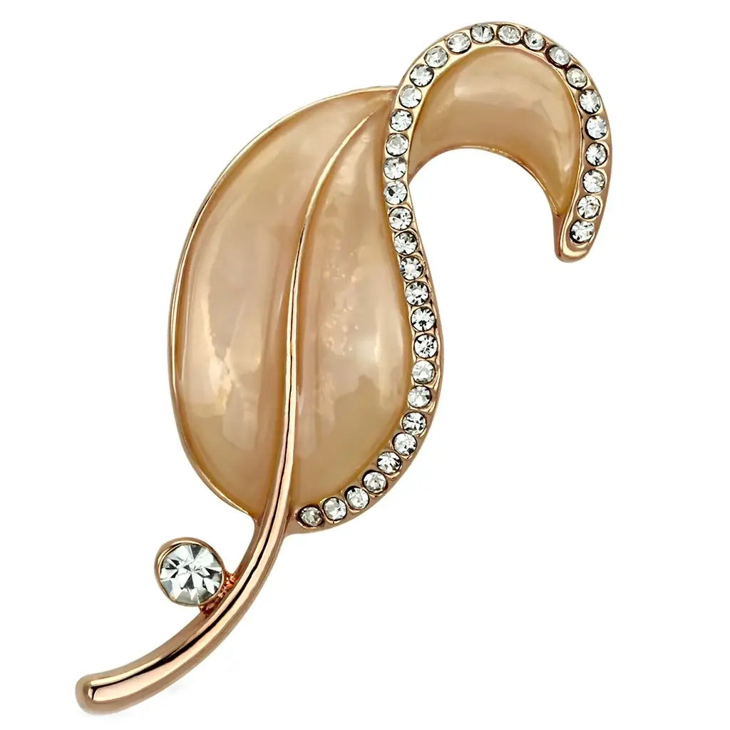 LO2899 - Flash Rose Gold White Metal Brooches with Top Grade Crystal in Clear - Alamode - Flyclothing LLC