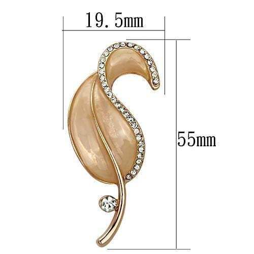 LO2899 - Flash Rose Gold White Metal Brooches with Top Grade Crystal in Clear - Alamode - Flyclothing LLC