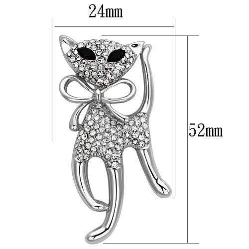 LO2900 - Imitation Rhodium White Metal Brooches with Top Grade Crystal in Jet - Alamode - Flyclothing LLC