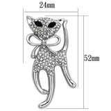 LO2900 - Imitation Rhodium White Metal Brooches with Top Grade Crystal in Jet - Alamode - Flyclothing LLC