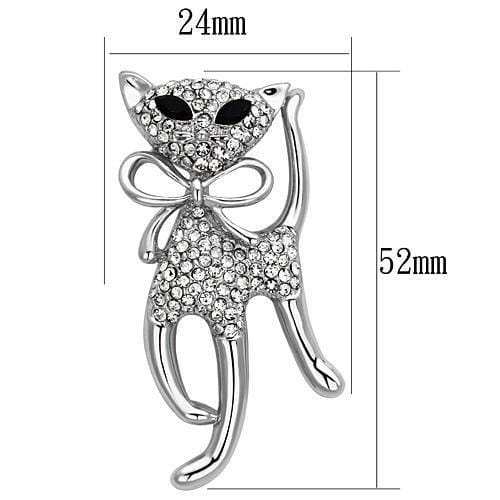 LO2900 - Imitation Rhodium White Metal Brooches with Top Grade Crystal in Jet - Alamode - Flyclothing LLC