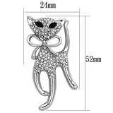 LO2900 - Imitation Rhodium White Metal Brooches with Top Grade Crystal  in Jet - Alamode