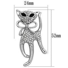 LO2900 - Imitation Rhodium White Metal Brooches with Top Grade Crystal  in Jet