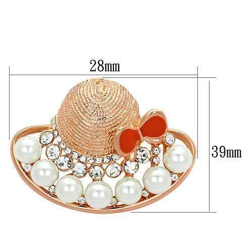 LO2902 - Flash Rose Gold White Metal Brooches with Synthetic Pearl in White - Alamode - Flyclothing LLC
