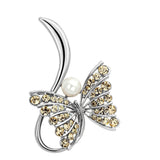 LO2903 - Flash Rose Gold White Metal Brooches with Synthetic Pearl in White - Alamode