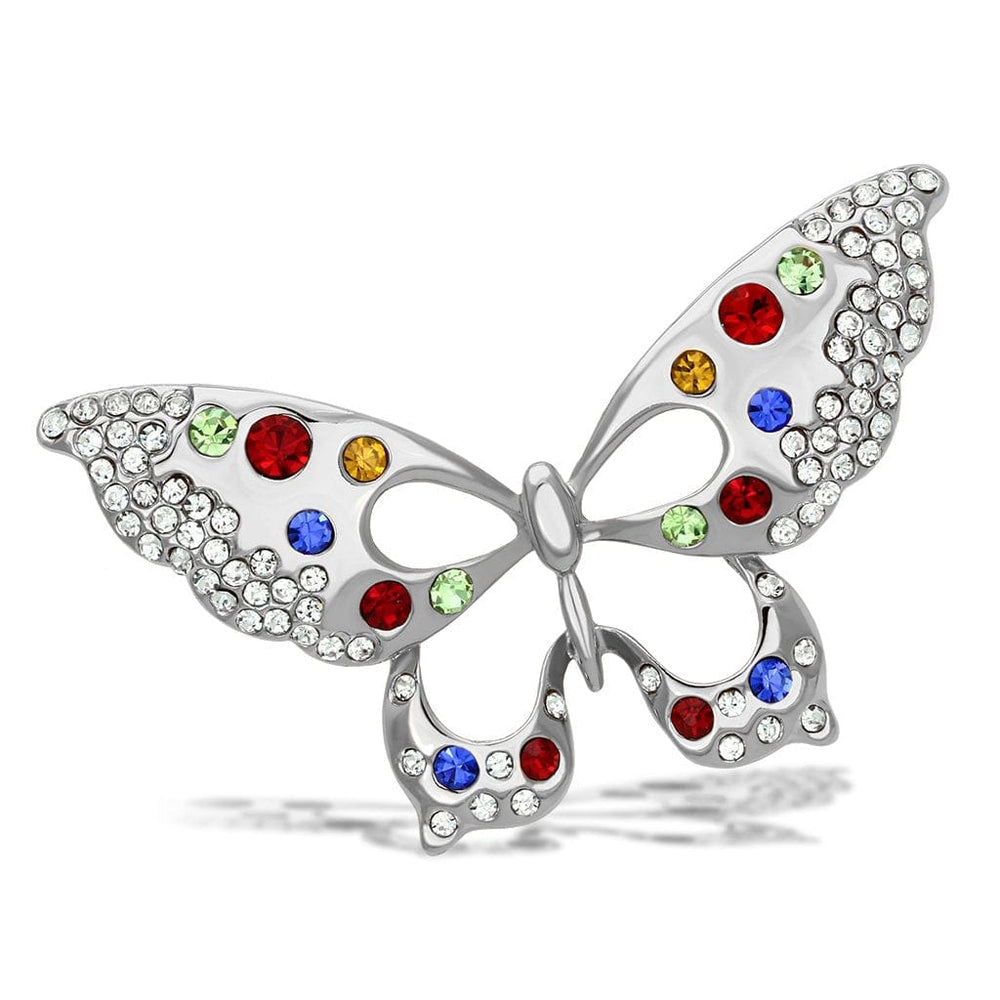LO2906 - Imitation Rhodium White Metal Brooches with Top Grade Crystal  in Multi Color - Alamode