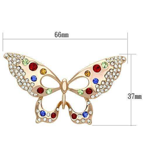 LO2907 - Flash Rose Gold White Metal Brooches with Top Grade Crystal in Multi Color - Alamode - Flyclothing LLC