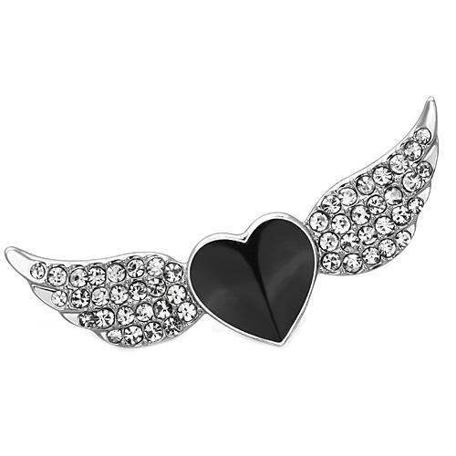 LO2908 - Imitation Rhodium White Metal Brooches with Top Grade Crystal in Clear - Alamode - Flyclothing LLC