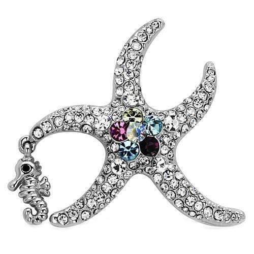 LO2910 - Imitation Rhodium White Metal Brooches with Top Grade Crystal  in Multi Color
