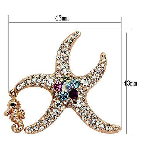 LO2911 - Flash Rose Gold White Metal Brooches with Top Grade Crystal in Multi Color - Alamode - Flyclothing LLC