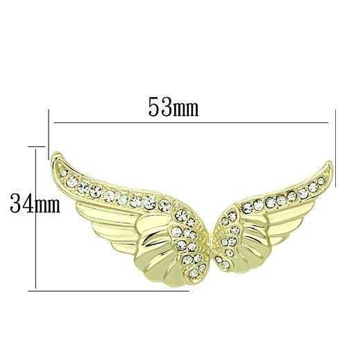 LO2914 - Flash Gold White Metal Brooches with Top Grade Crystal in Clear - Alamode - Flyclothing LLC