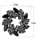 LO2917 - Ruthenium White Metal Brooches with Top Grade Crystal  in Jet - Alamode