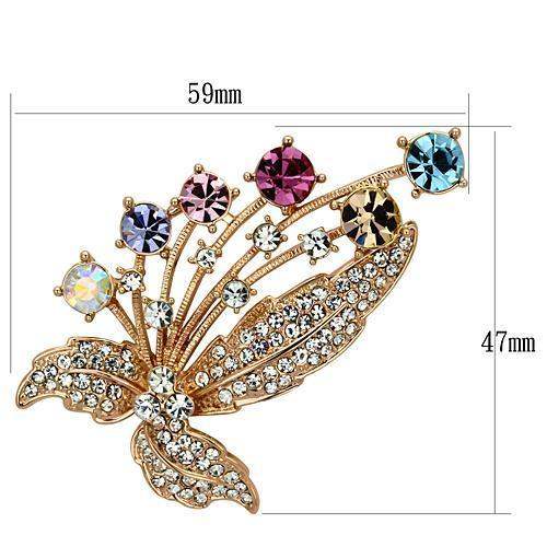 LO2922 - Flash Rose Gold White Metal Brooches with Top Grade Crystal in Multi Color - Alamode - Flyclothing LLC