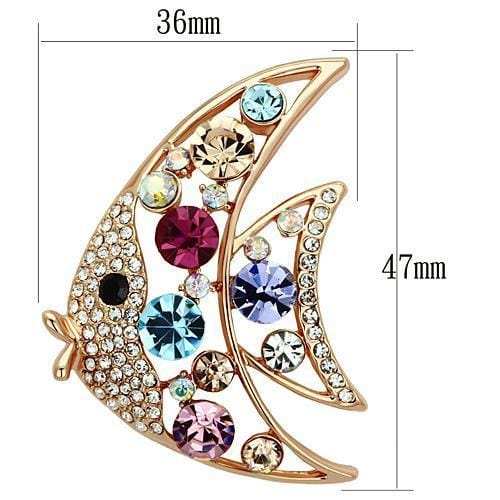 LO2923 - Flash Rose Gold White Metal Brooches with Top Grade Crystal in Multi Color - Alamode - Flyclothing LLC