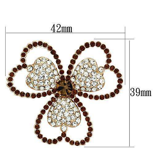 LO2925 - Flash Rose Gold White Metal Brooches with Top Grade Crystal in Smoked Quartz - Alamode - Flyclothing LLC