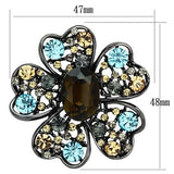 LO2926 - Ruthenium White Metal Brooches with Synthetic Synthetic Glass in Brown - Alamode