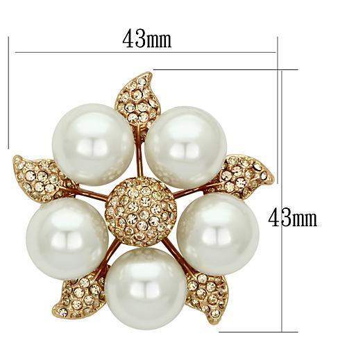 LO2928 - Flash Rose Gold White Metal Brooches with Synthetic Pearl in White - Alamode - Flyclothing LLC