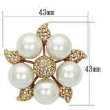 LO2928 - Flash Rose Gold White Metal Brooches with Synthetic Pearl in White - Alamode - Flyclothing LLC