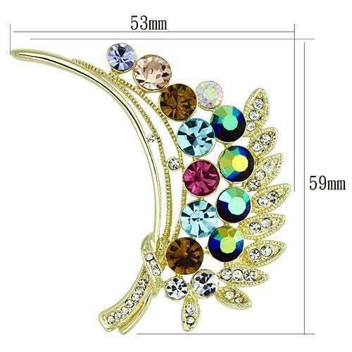 LO2929 - Flash Gold White Metal Brooches with Top Grade Crystal in Multi Color - Alamode - Flyclothing LLC