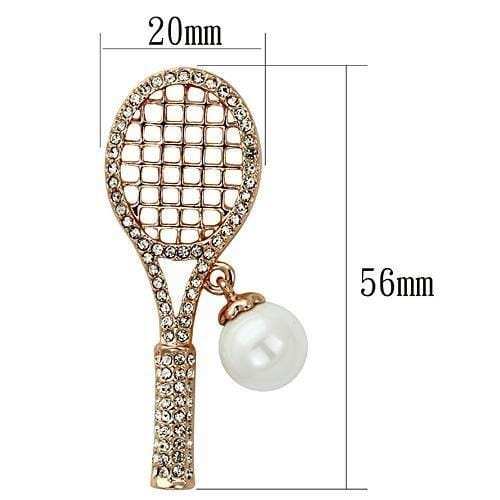 LO2930 - Flash Rose Gold White Metal Brooches with Synthetic Pearl in White - Alamode - Flyclothing LLC