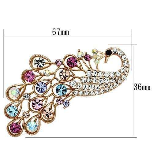 LO2932 - Flash Rose Gold White Metal Brooches with Top Grade Crystal in Multi Color - Alamode - Flyclothing LLC