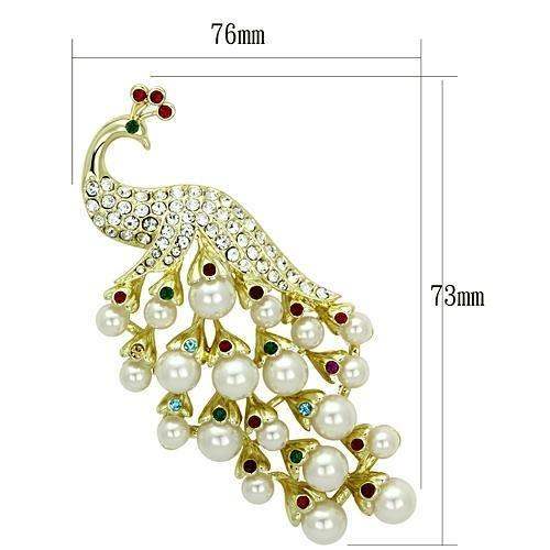 LO2933 - Flash Gold White Metal Brooches with Synthetic Pearl in White - Alamode - Flyclothing LLC