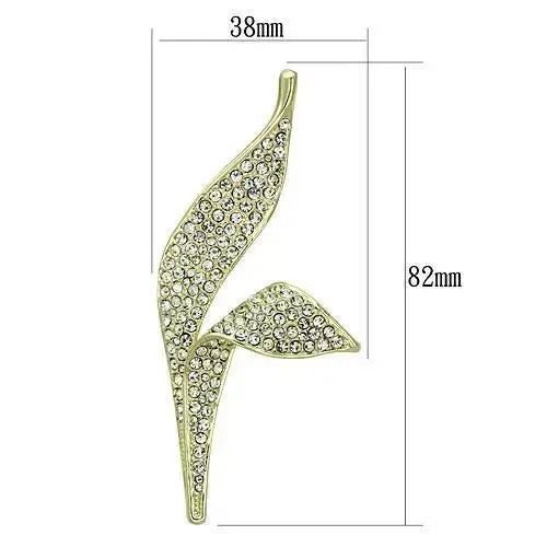 LO2935 - Flash Gold White Metal Brooches with Top Grade Crystal in Clear - Alamode - Flyclothing LLC