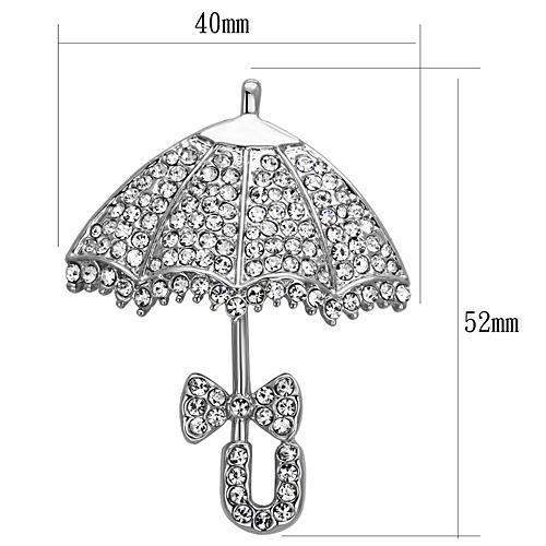 LO2936 - Imitation Rhodium White Metal Brooches with Top Grade Crystal in Clear - Alamode - Flyclothing LLC