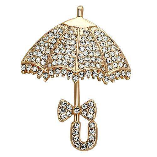 LO2937 - Flash Rose Gold White Metal Brooches with Top Grade Crystal in Clear - Alamode - Flyclothing LLC