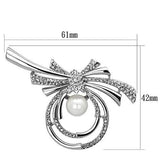 LO2938 - Imitation Rhodium White Metal Brooches with Synthetic Pearl in White - Alamode
