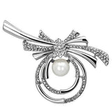 LO2938 - Imitation Rhodium White Metal Brooches with Synthetic Pearl in White - Alamode