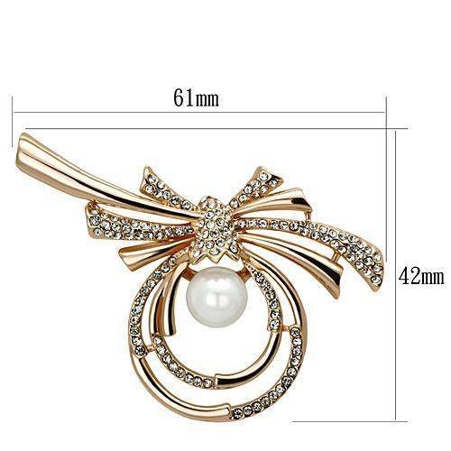 LO2939 - Flash Rose Gold White Metal Brooches with Synthetic Pearl in White - Alamode - Flyclothing LLC