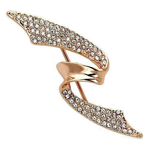 LO2941 - Flash Rose Gold White Metal Brooches with Top Grade Crystal in Clear - Alamode - Flyclothing LLC