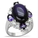 LO2947 - Rhodium Brass Ring with AAA Grade CZ in Fuchsia - Alamode - Flyclothing LLC