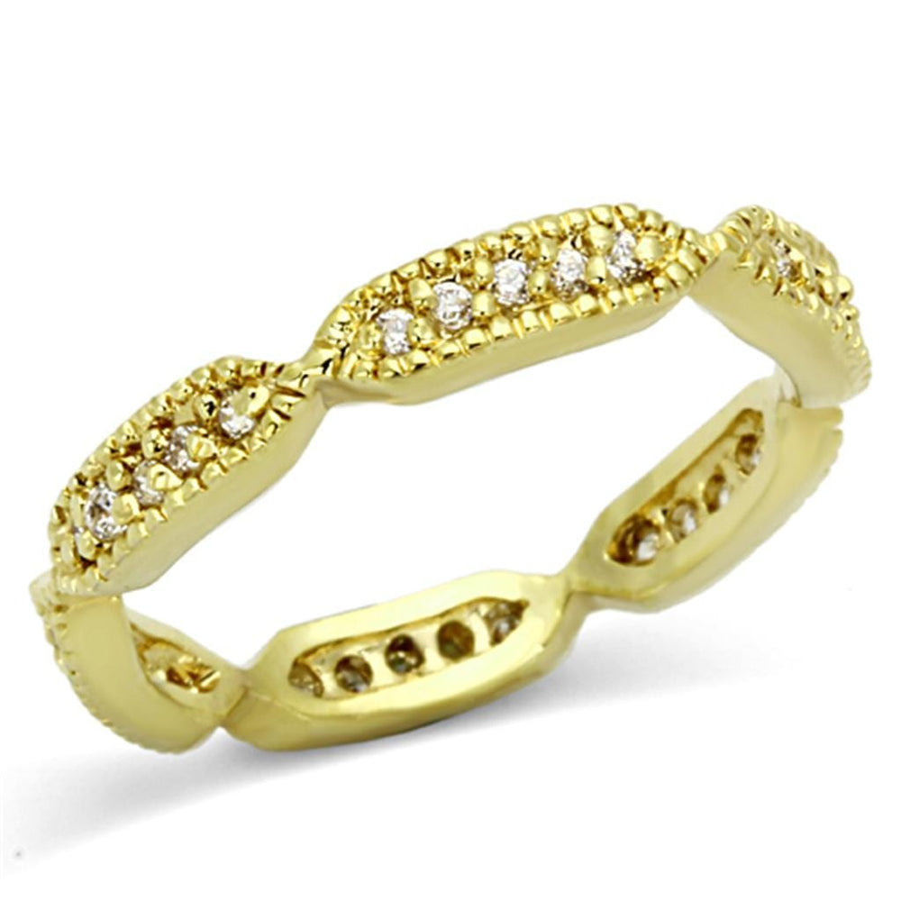 LO3001 - Gold Brass Ring with AAA Grade CZ  in Clear - Alamode
