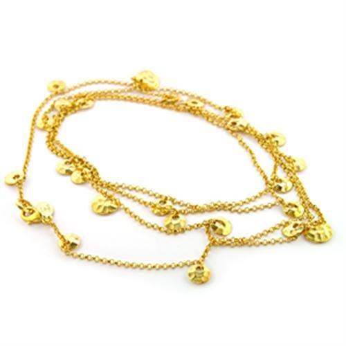 LO300 - Gold Brass Necklace with No Stone - Alamode - Flyclothing LLC