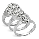 LO3055 - Rhodium Brass Ring with Top Grade Crystal in Clear - Alamode - Flyclothing LLC