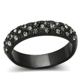 LO3064 - TIN Cobalt Black Brass Ring with Top Grade Crystal  in Black Diamond - Alamode